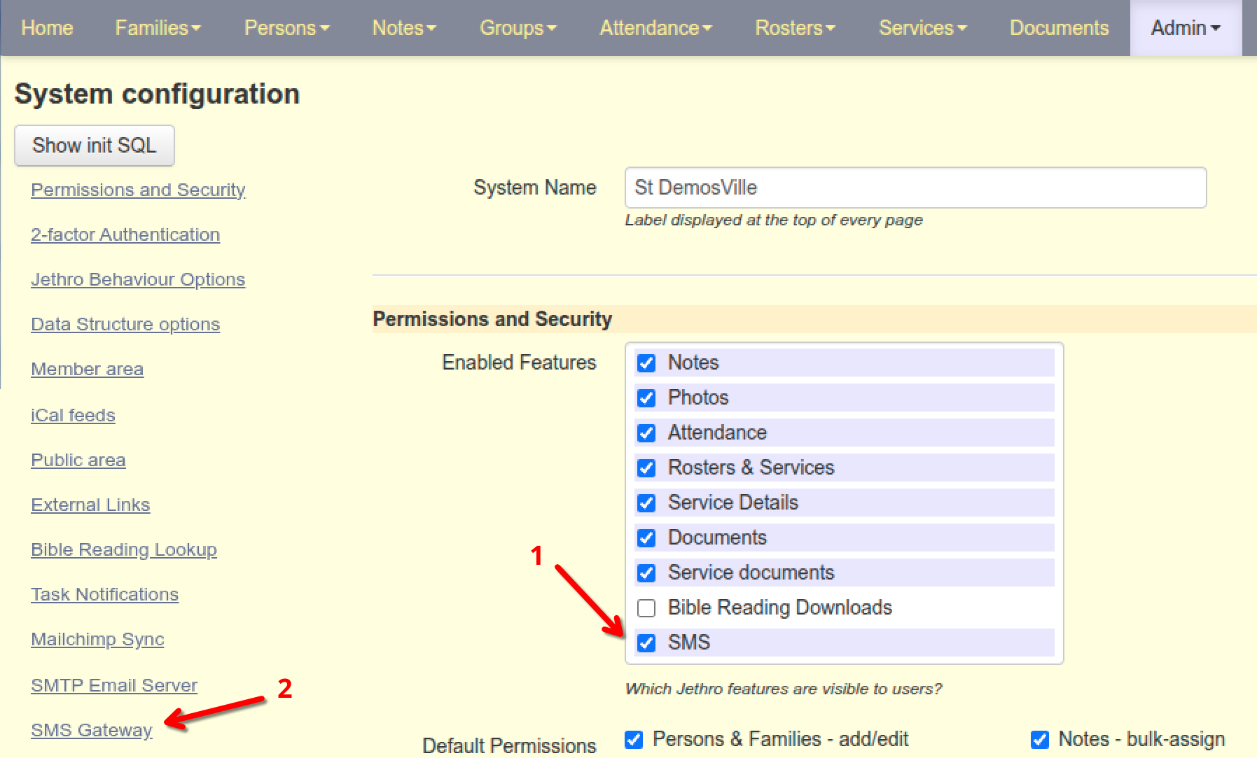 Admin - SMS feature