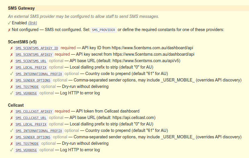 SMS Gateway - unconfigured